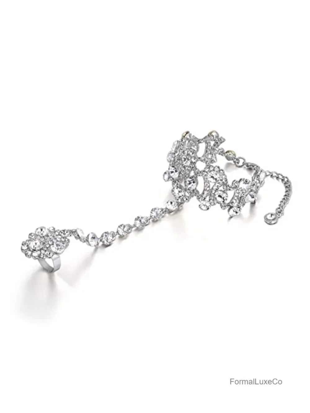 Vintage Style Austrian Crystal Bracelet & Ring Set, Adjustable, Prom Jewelry,